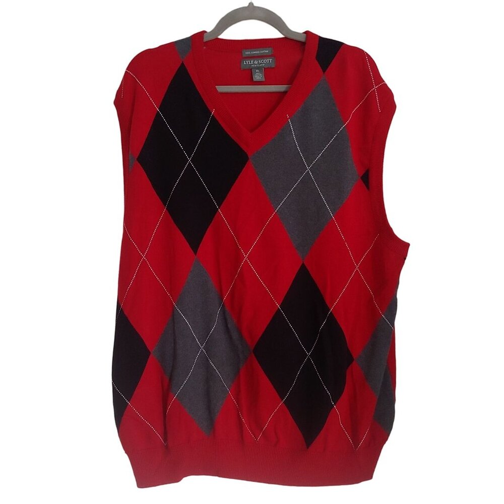 Lyle & Scott Scotland Argyle Combed Cotton Pullover Vest XL